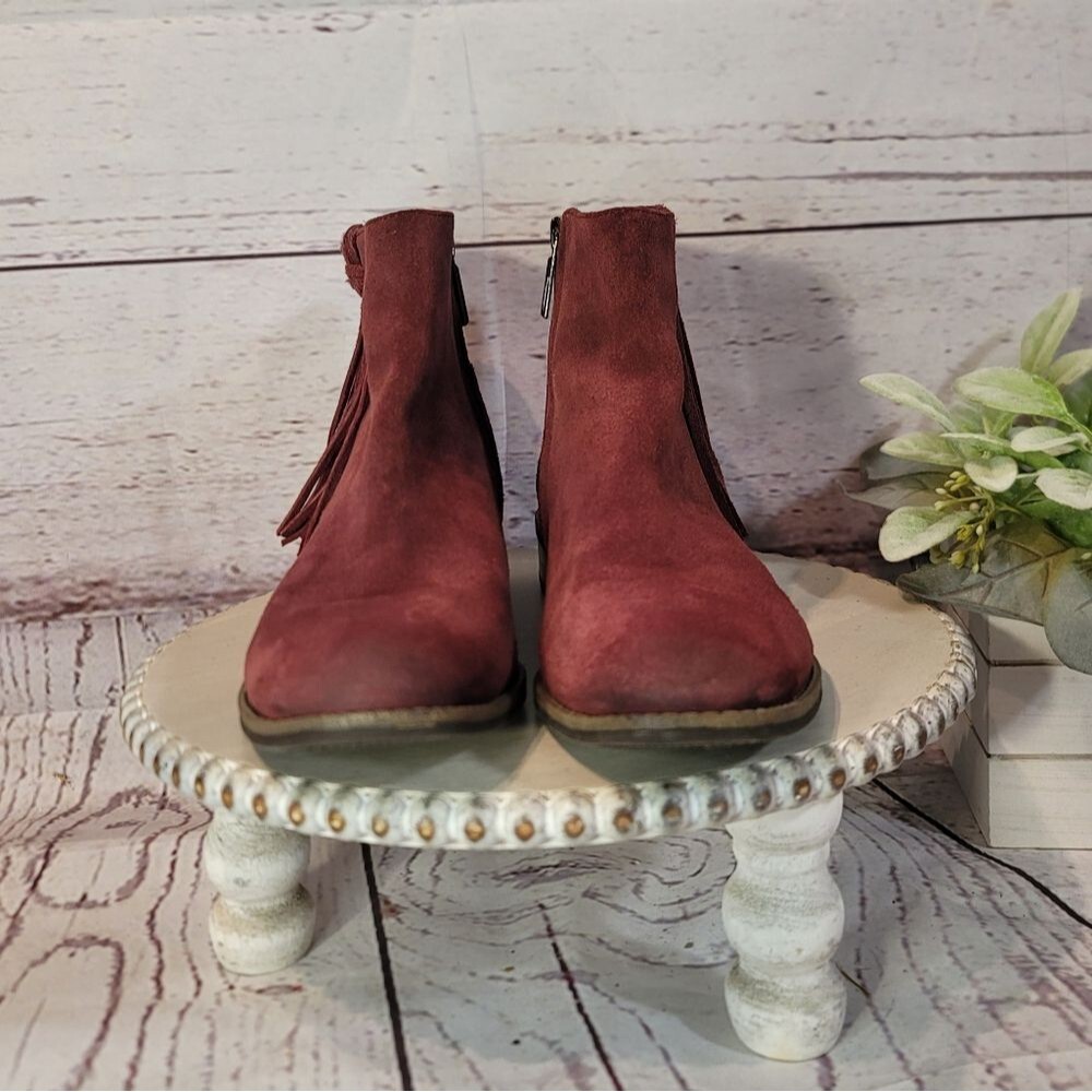 Karl Lagerfeld Paris Sixte Women's Burgundy Suede Ankle Boots Size 6.5M - Picture 11 of 15